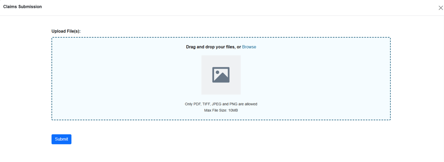 Drag and Drop Page of Online Claims Submission Process