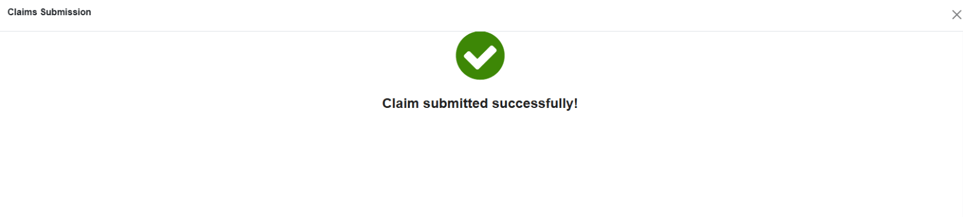 Sucessful Claims Submission Page for Online Claims Submission Process